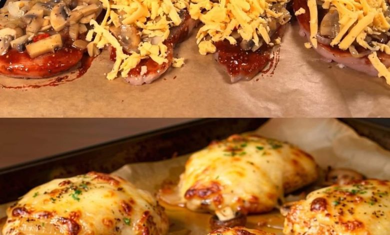 Baked Chicken with Mushrooms and Cheese